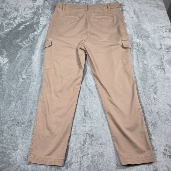 Talbots Pants 12 Tan Slim Stretch Cargo Pockets Ankle Length Trousers Preppy - Picture 3 of 7